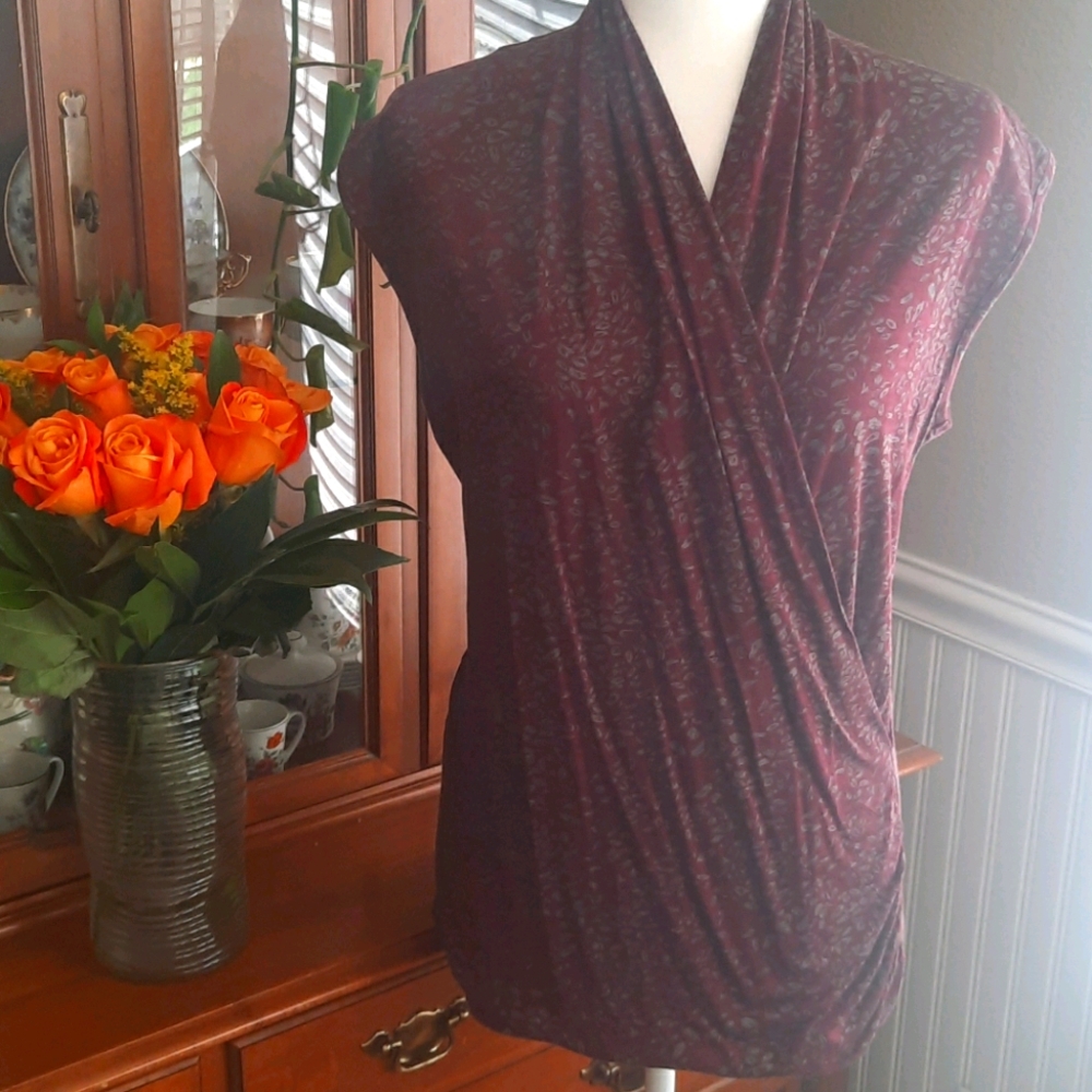 Maroon top with gray cute designs